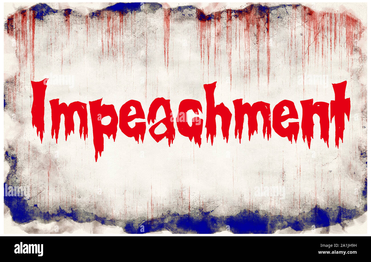 illustration of red letters with the word impeachment with bloody stains Stock Photo