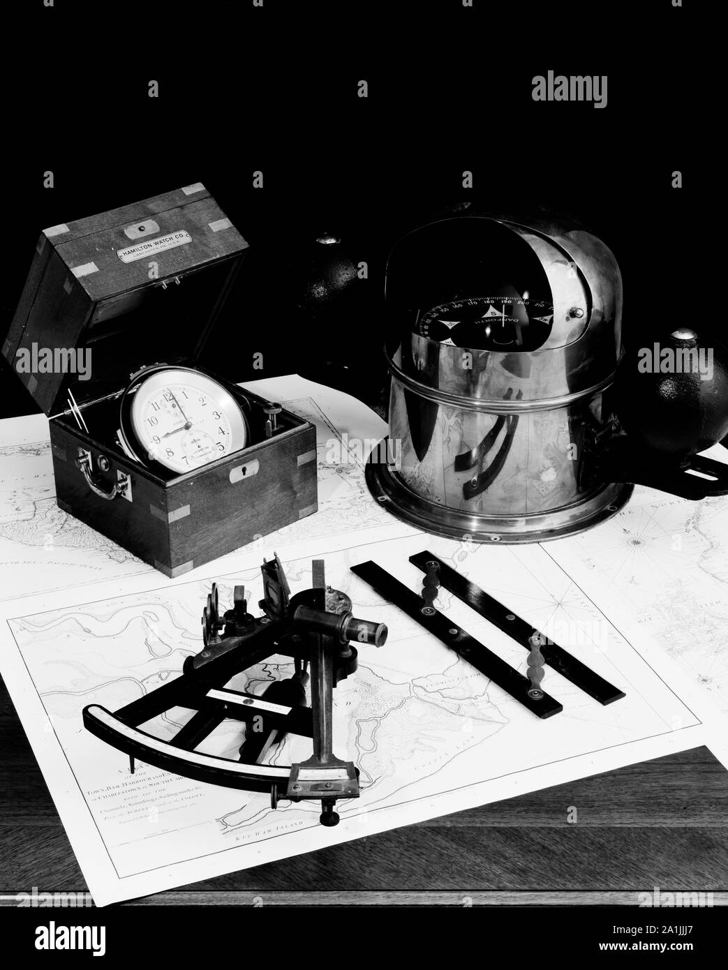 Nautical navigation instruments Stock Photo Alamy
