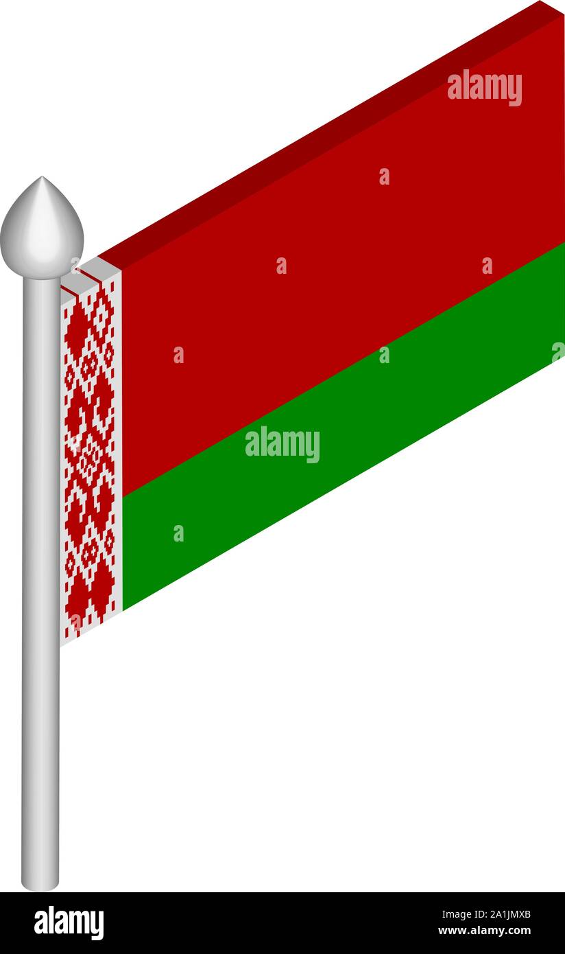 Isometric Illustration of Flagpole with Belarus Flag Stock Vector