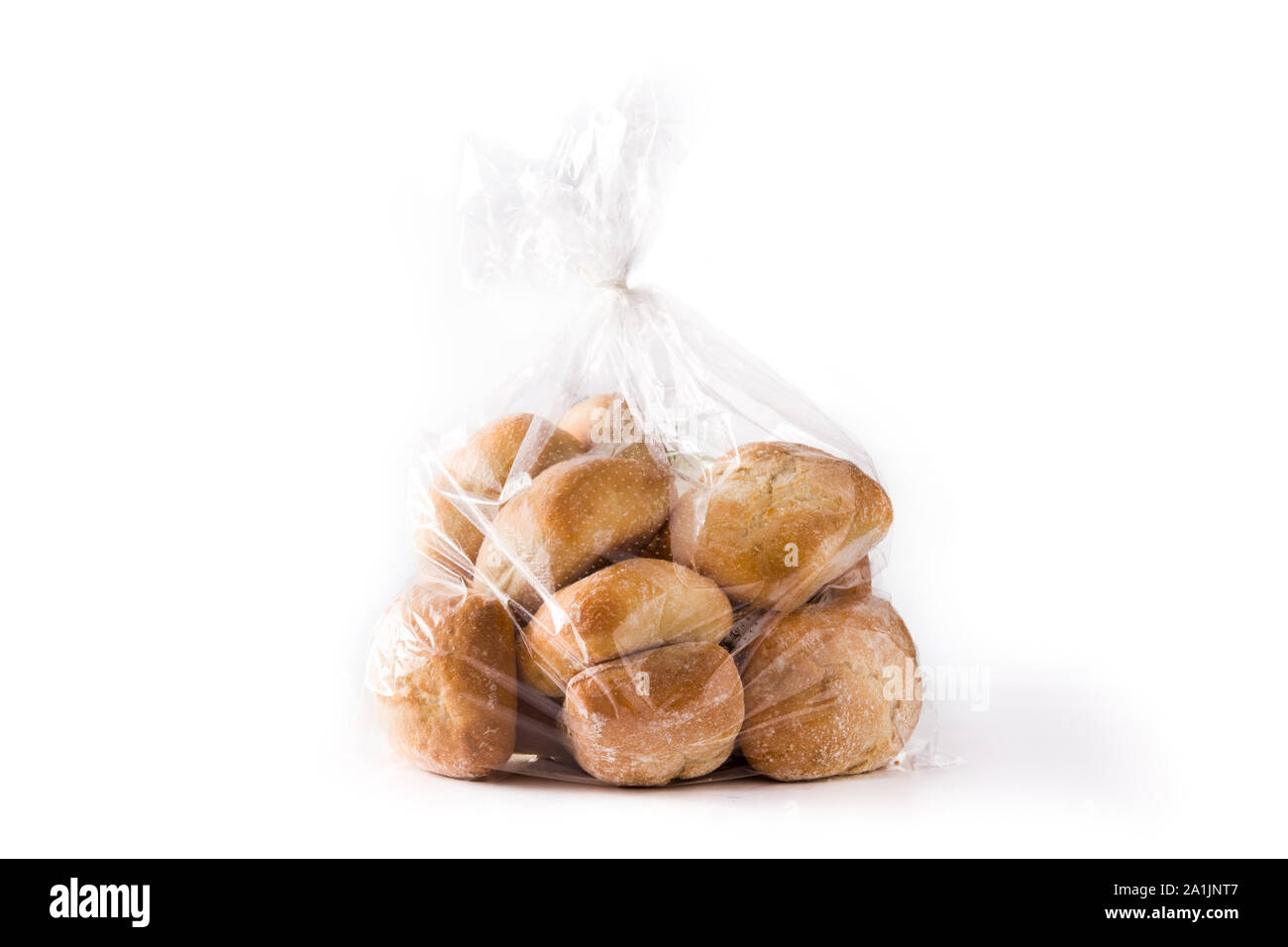 Bread packaged in plastic bag isolated on white background Stock Photo