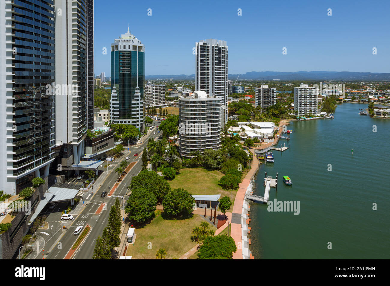 The Nerang River and Gold Coast Highway (Ferny Avenue) in Surfers