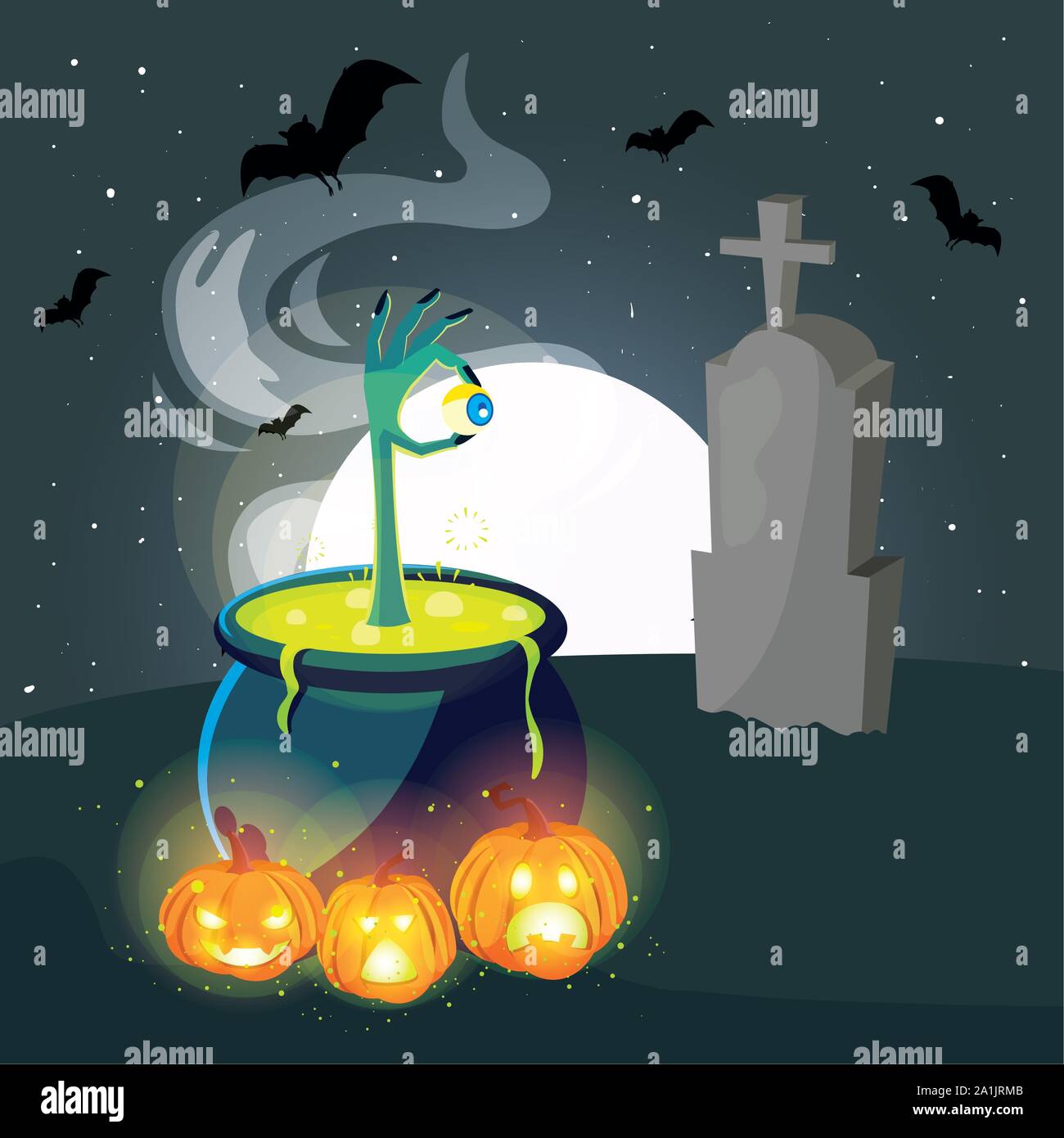 cauldron bubbly of witch on white background vector illustration design ...