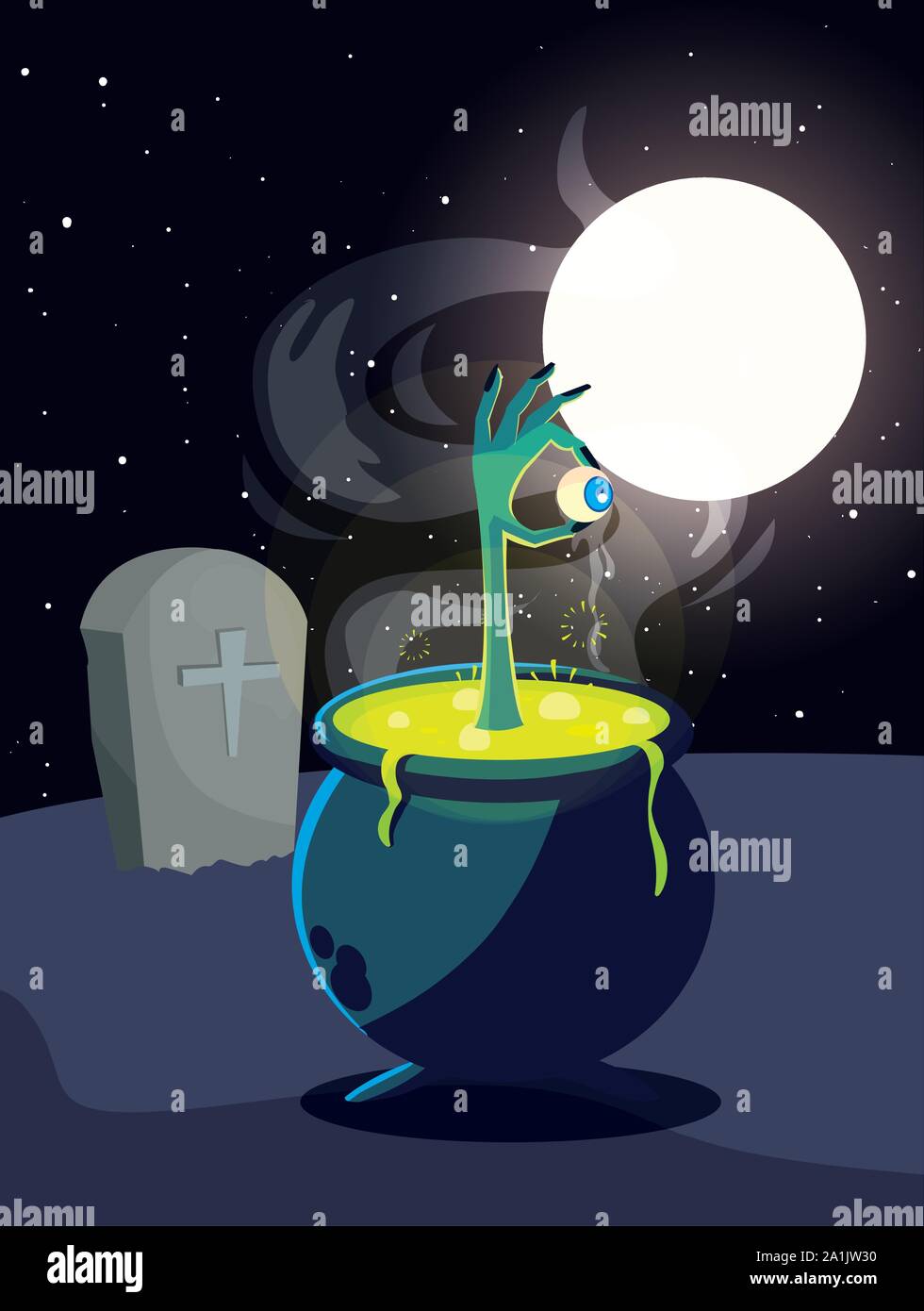 cauldron bubbly of witch on white background vector illustration design ...