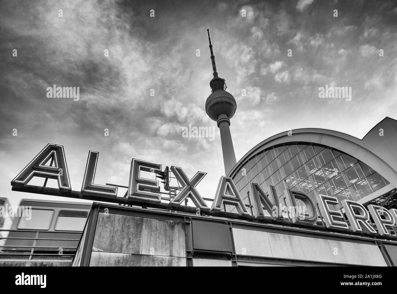 Alexanderplatz Tower in Berlin, Germany. Stock Photo