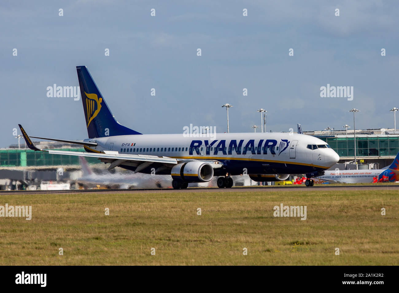 Picture shows a Ryanair Boeing 737-8AS at Stansted Airport in Essex. Stock Photo