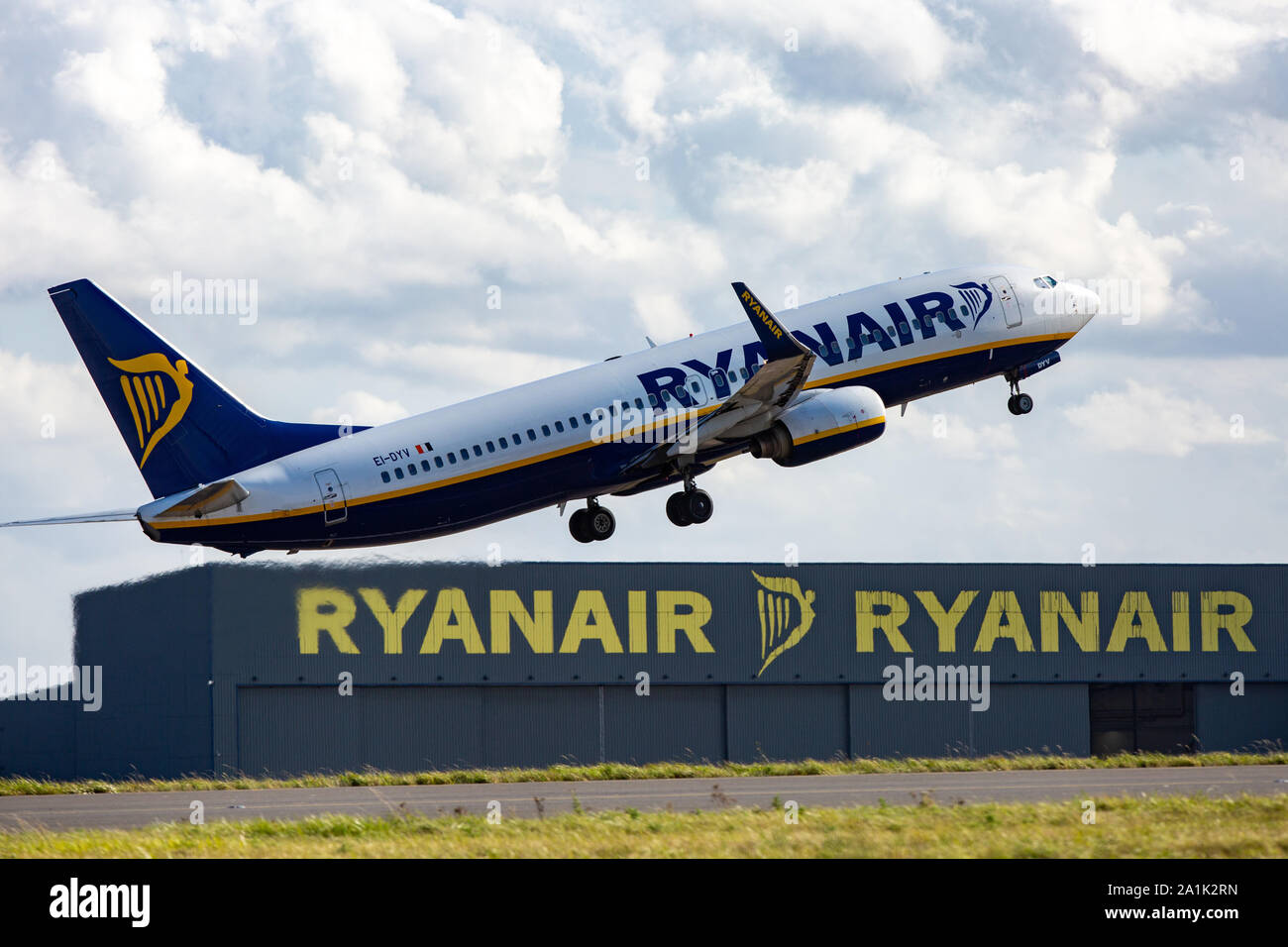 Picture shows a Ryanair Boeing 737-8AS at Stansted Airport in Essex. Stock Photo