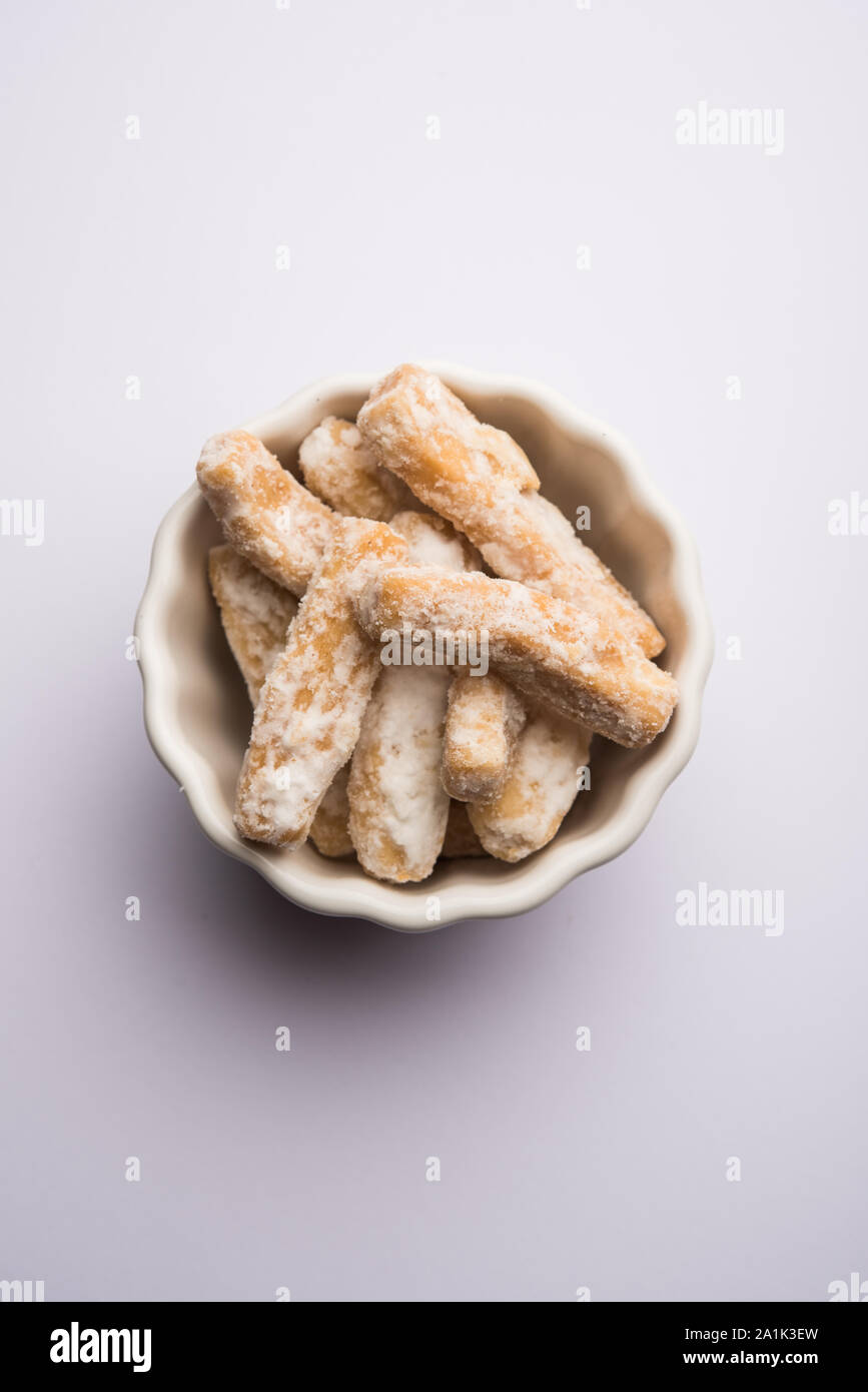 Maida Petha made using Corn Flour with sugar syrup coating Stock Photo