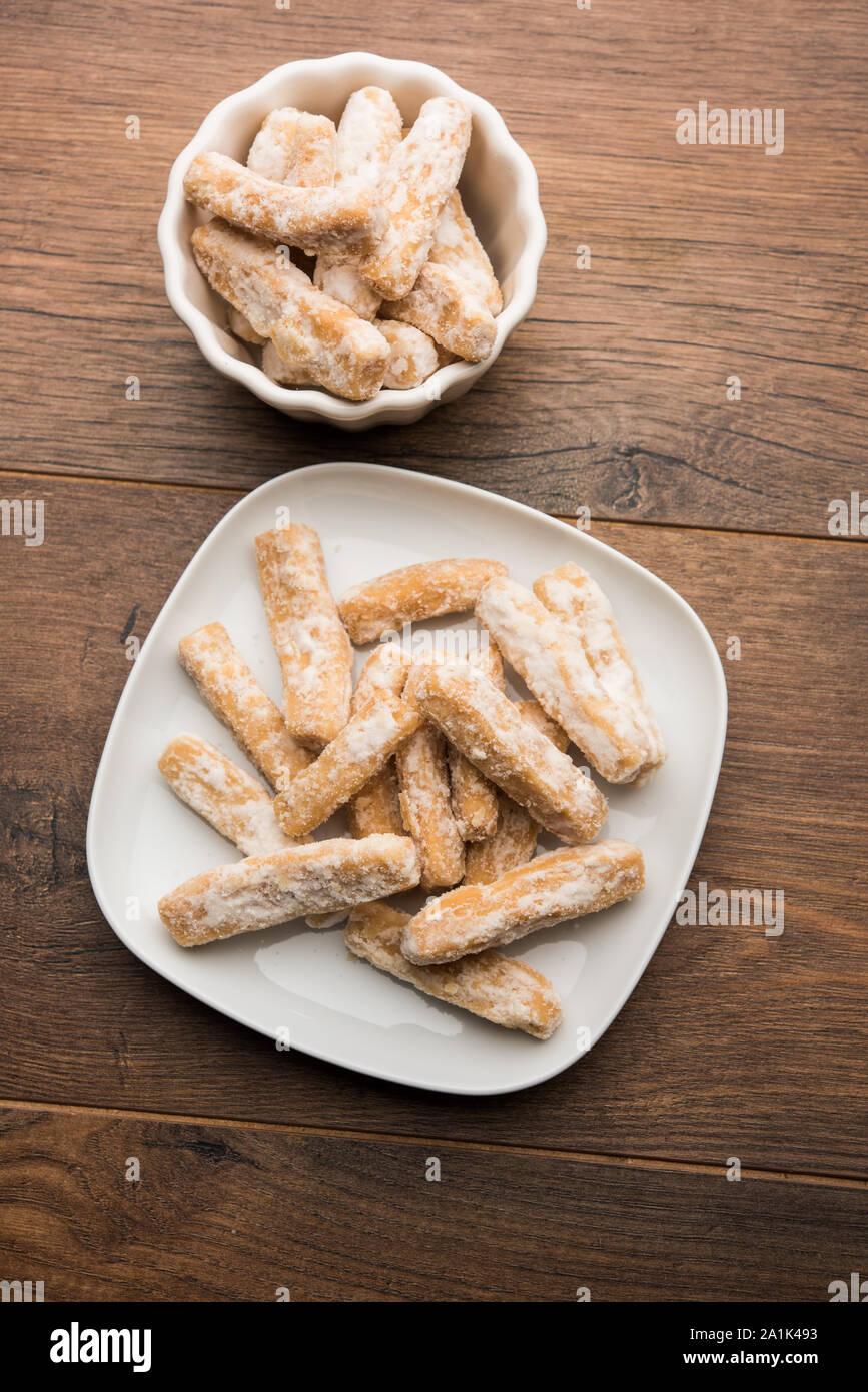Maida Petha made using Corn Flour with sugar syrup coating Stock Photo