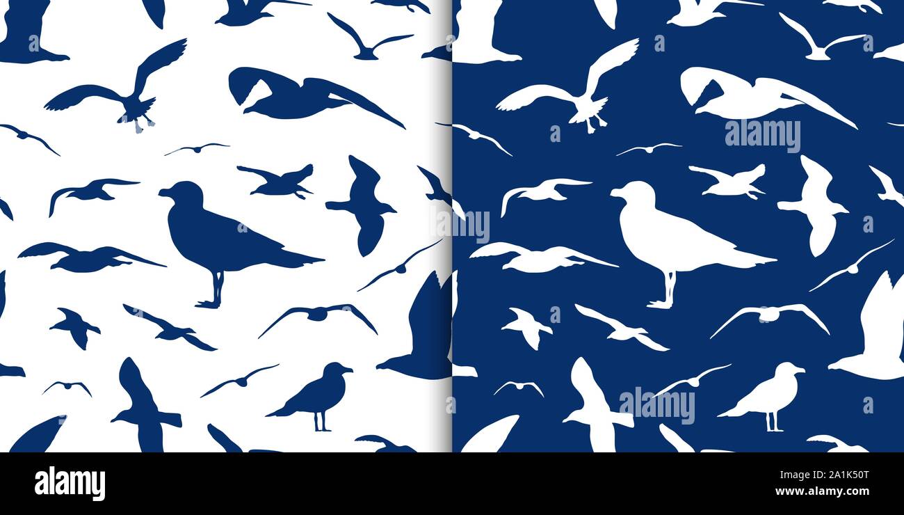 Seagull silhouette seamless pattern vector background Stock Vector ...