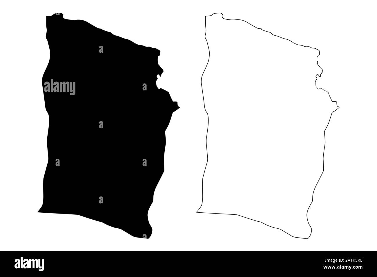 Derna District (Districts of Libya, State of Libya, Cyrenaica) map vector illustration, scribble sketch Derna map Stock Vector