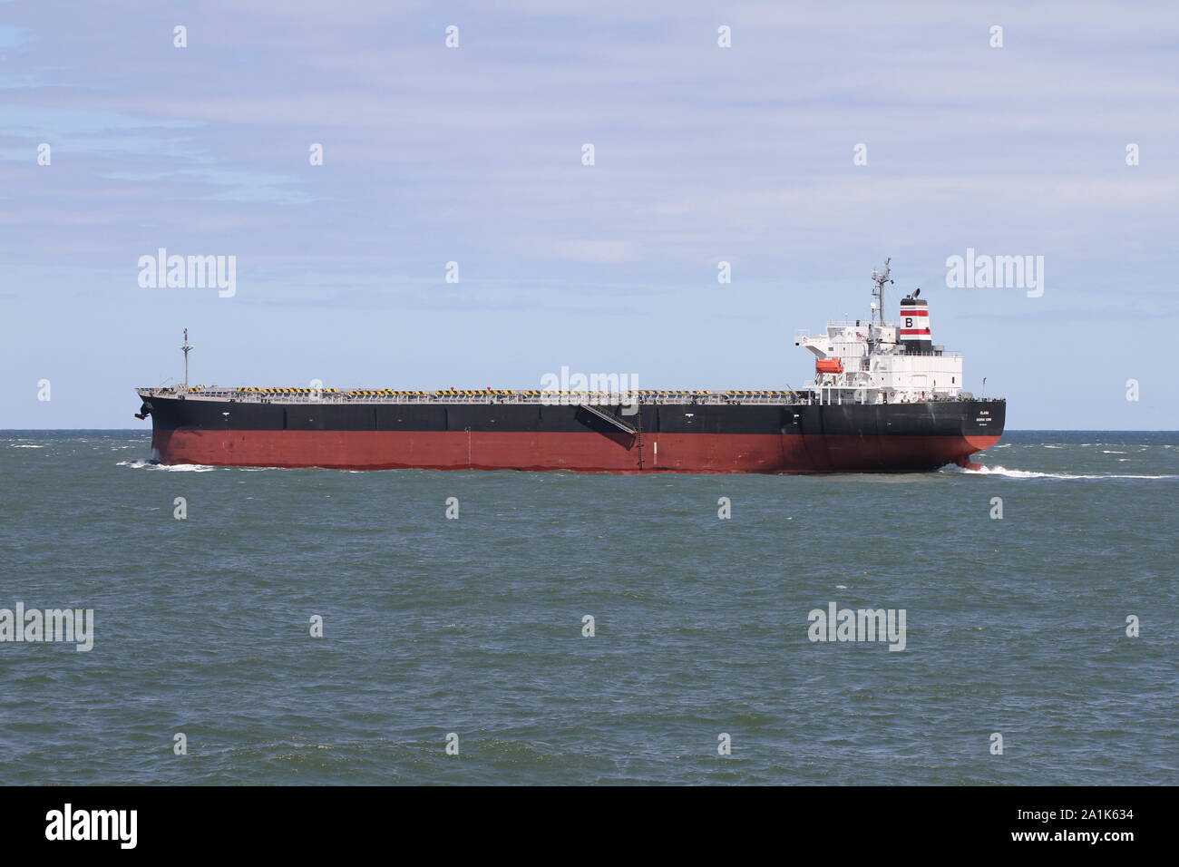 The bulk carrier Clara leaves the port of Rotterdam on 3 July 2019. Stock Photo