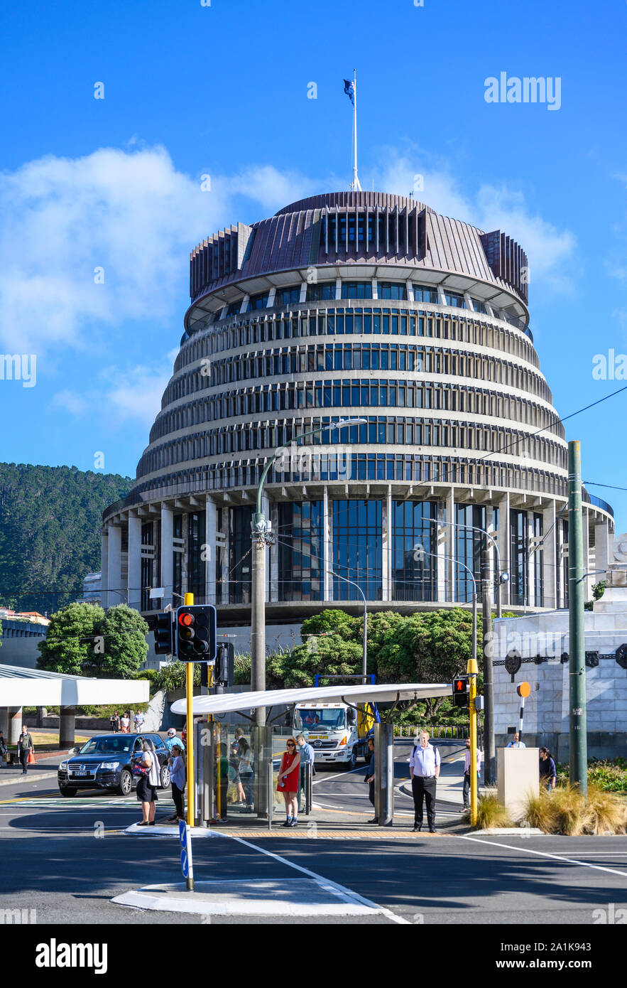 The Beehive (1981) is the Executive Wing of the New Zealand Parliament Buildings, Wellington, New Zealand Stock Photo