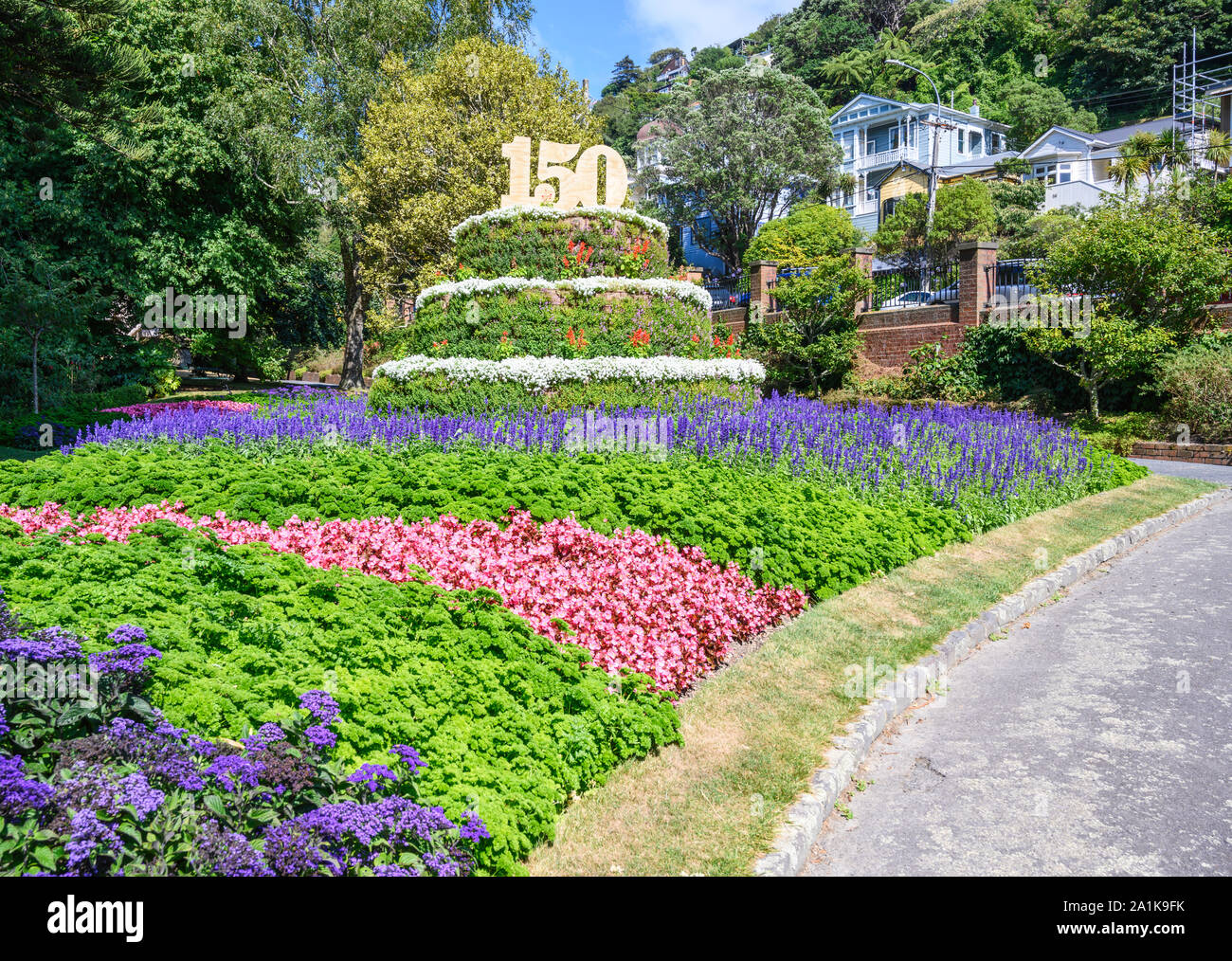 Floral displays commemorating the 150th anniversary of Wellington Botanic Garden, Wellington New Zealand. Stock Photo