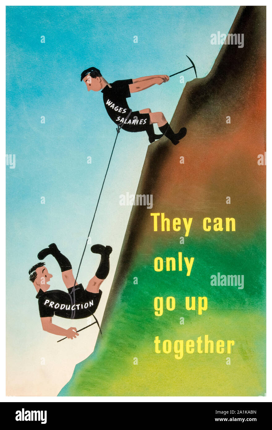 British, WW2, Productivity Drive, They can only go up together, (Production Wages and Salaries), poster, 1939-1946 Stock Photo