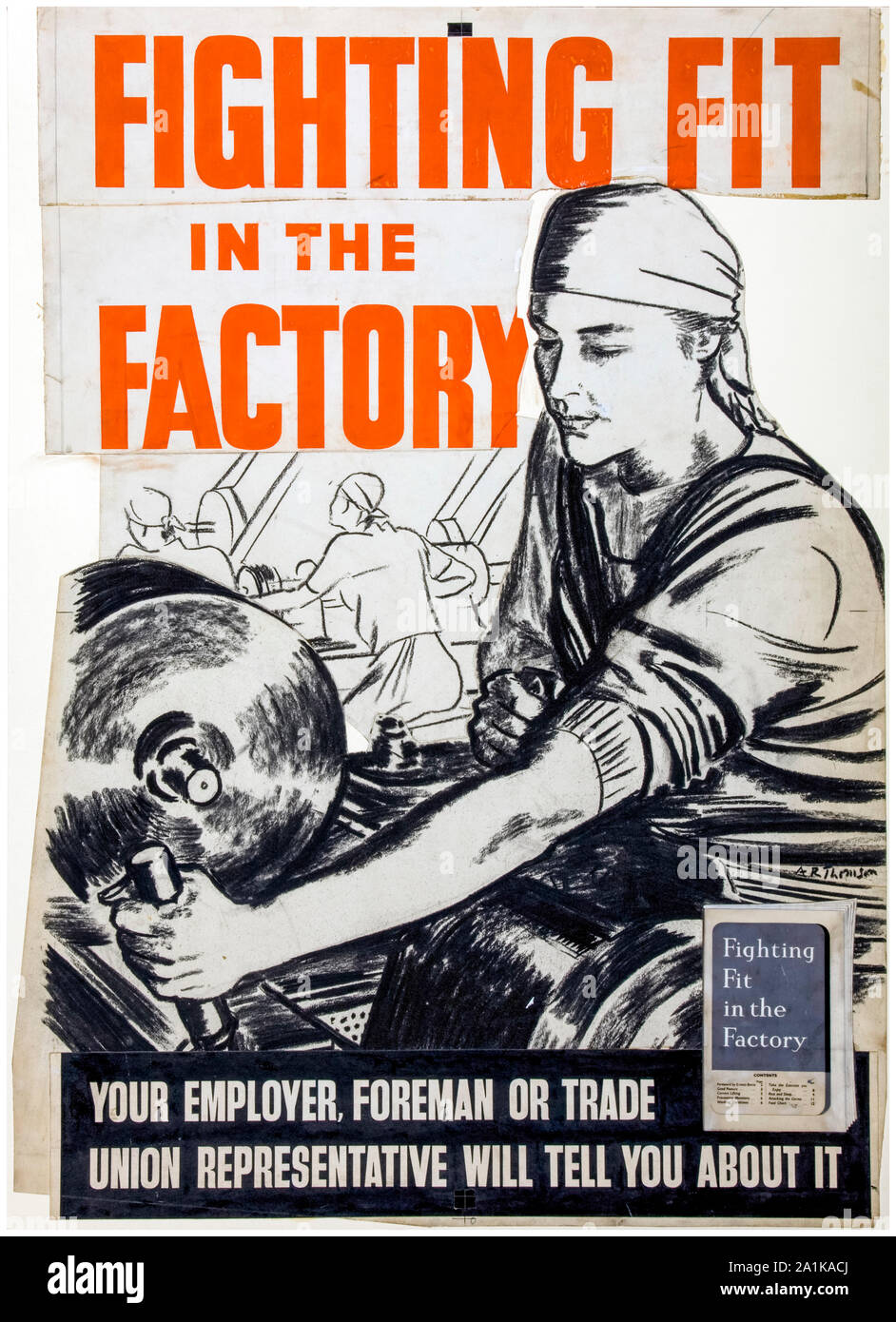 British, WW2, Industry, Fighting fit in the factory, healthcare poster, 1939-1946 Stock Photo