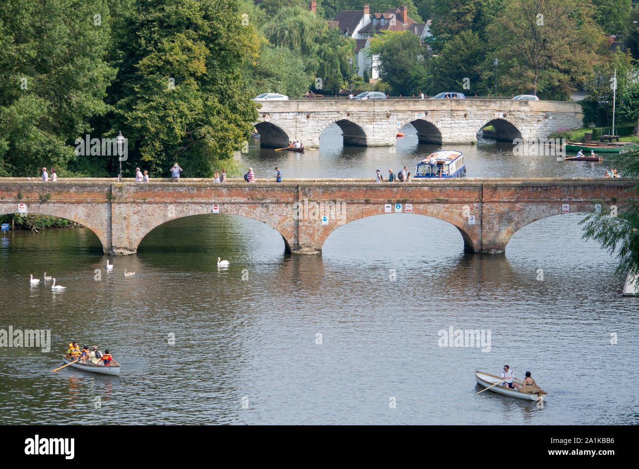 Boats on the river avon in Stratford-Upon-Avon UK Stock Photo