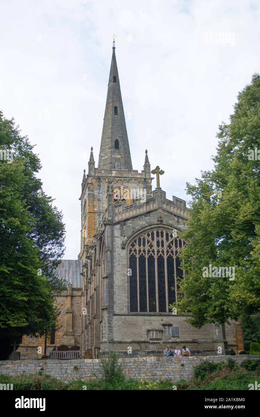 Holy Trinity Church viewed from the River Avon in Stratford-Upon-Avon UK Stock Photo