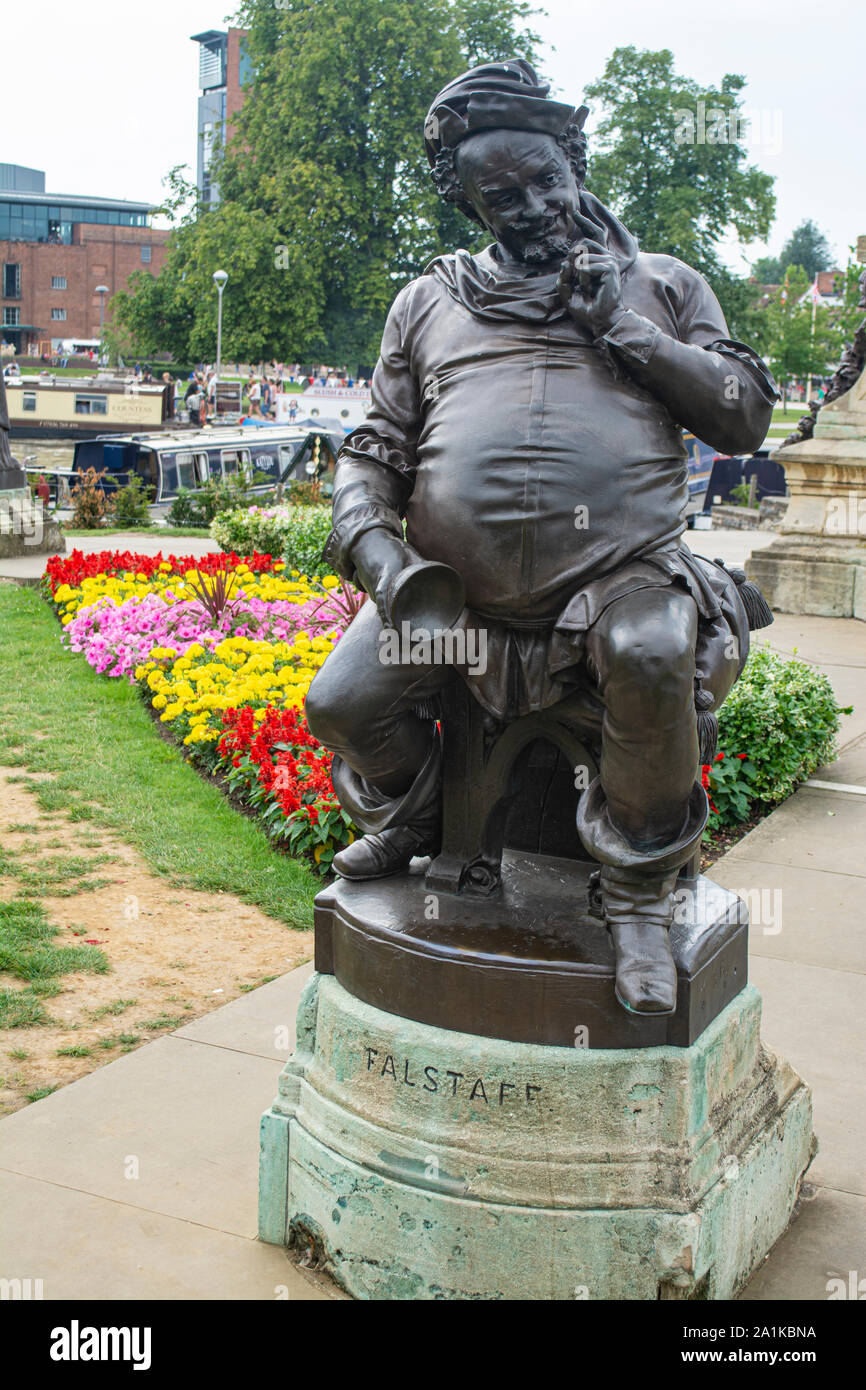 Statue of William Shakespears Falstaff in the Bancraft Gardens Stratford-Upon-Avon UK Stock Photo
