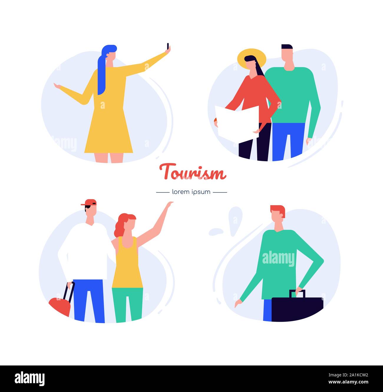 Tourism - flat design style vector characters set Stock Vector