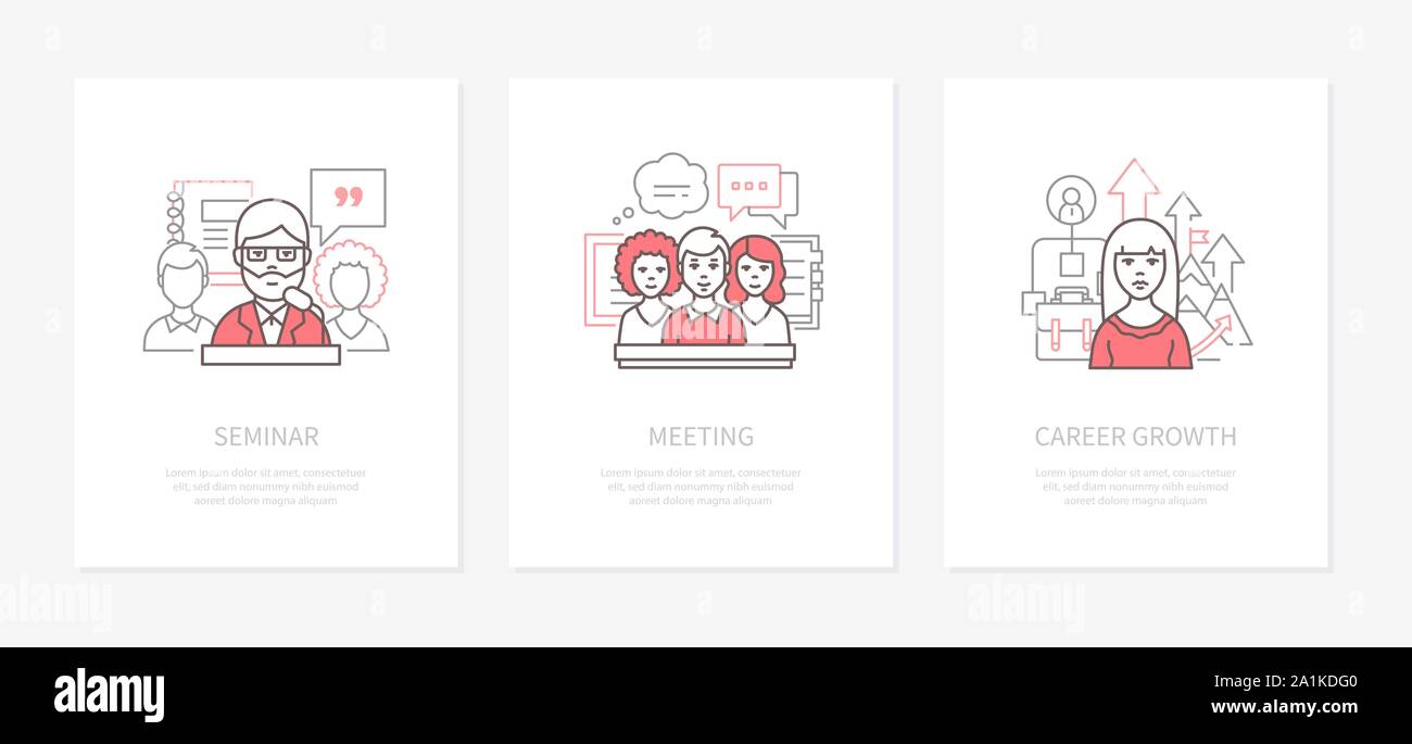 Professional training - line design style icons set Stock Vector