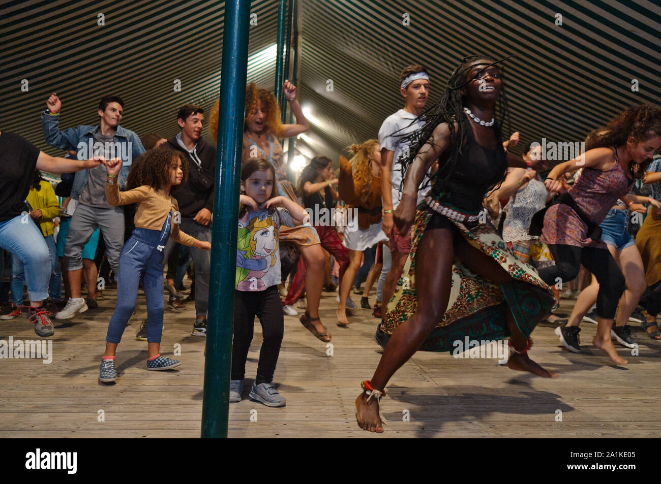African Dance in Tradidancas 2019 Dance Festival. Carvalhais, Sao Pedro do Sul, Portugal Stock Photo