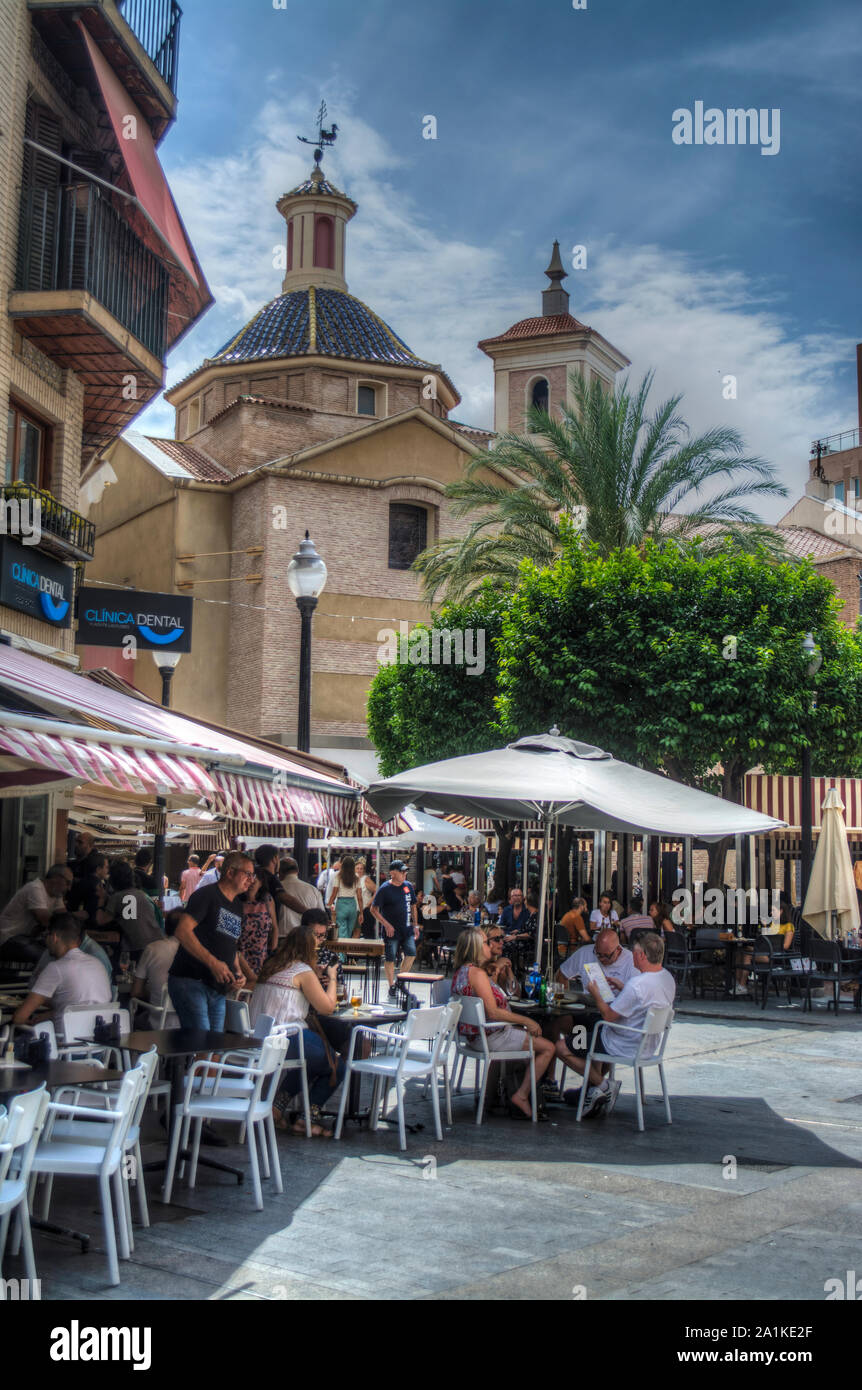 Cafe in the main square of the Plaza de las Flores Murcia Spain Stock Photo  - Alamy