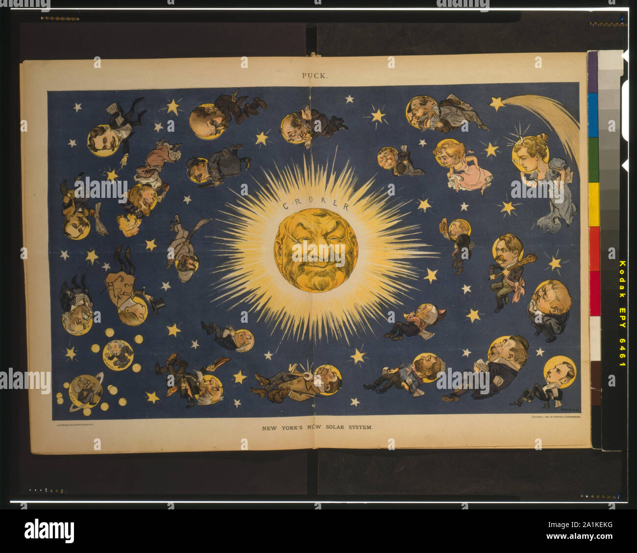 New York's new solar system / J. Ottmann Lith. Co., N.Y. ; Keppler. Stock Photo