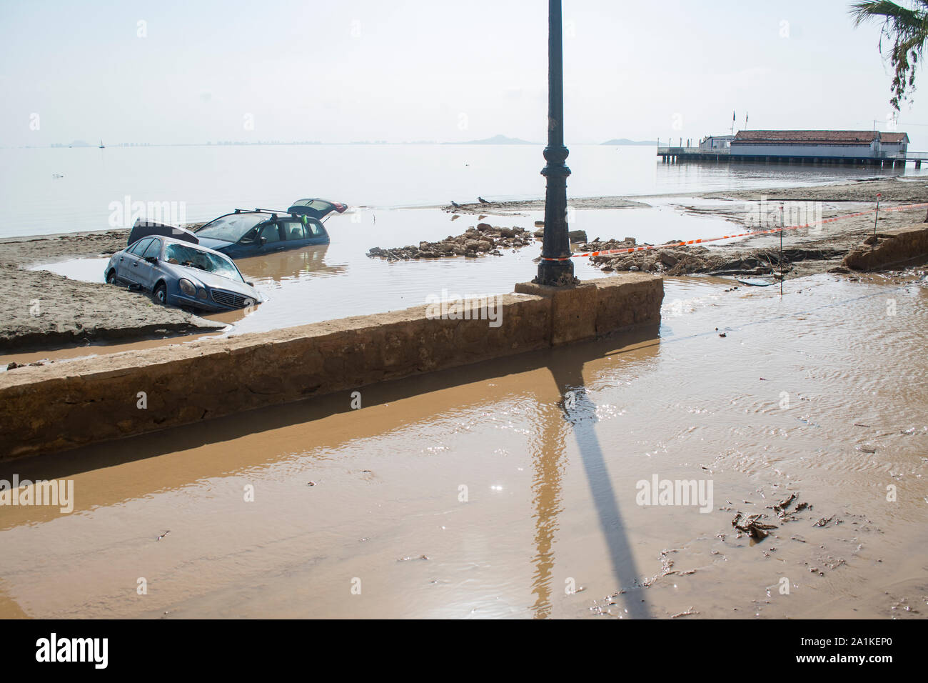 Flood damage following a 'gota fria' in the Spanish town of Los Alcazares in Murcia Spain Stock Photo