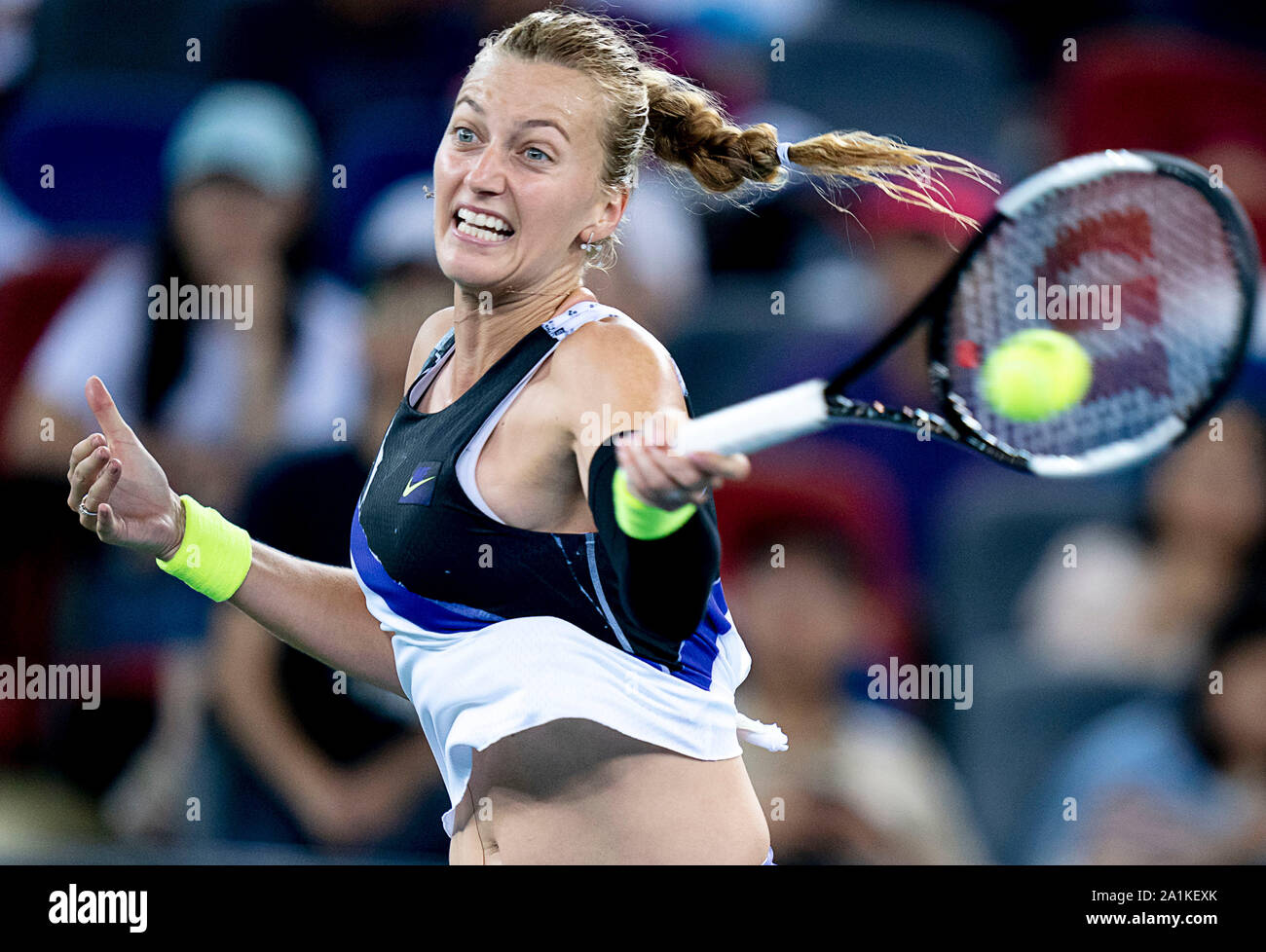Wuhan. 27th Sep, 2019. Petra Kvitova of the Czech Republic competes during  the women's singles semifinal between Alison Riske of the United States and  Petra Kvitova of the Czech Republic at the