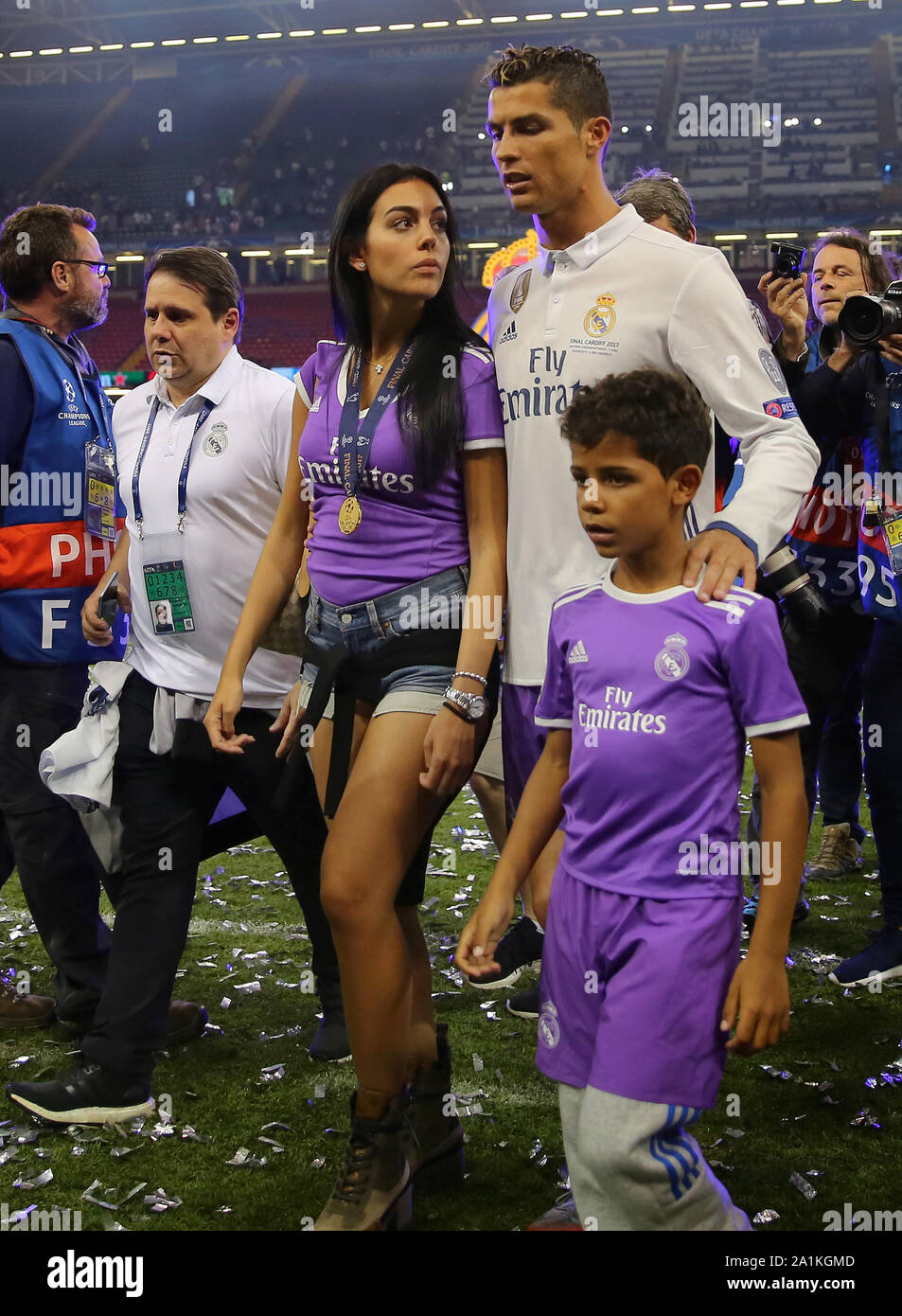 Cristiano Ronaldo goes handbag shopping for girlfriend Georgina Rodriguez  as Real Madrid star's son Cristiano Jr wears custom jacket