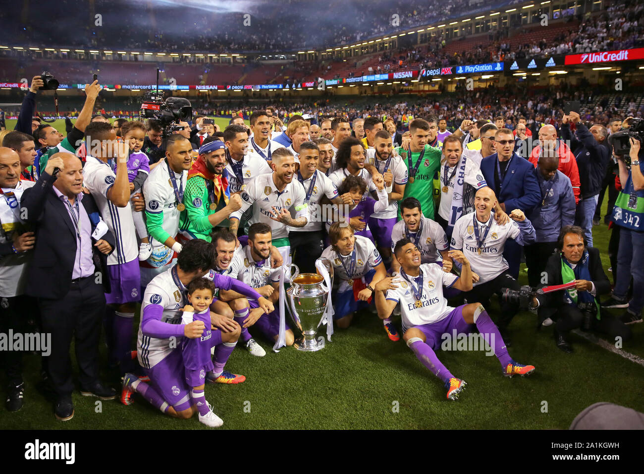 Real Madrid celebrate after winning the UEFA Champions League - Juventus v Real  Madrid, UEFA Champions League Final, National Stadium of Wales, Cardiff -  3rd June 2017 Stock Photo - Alamy