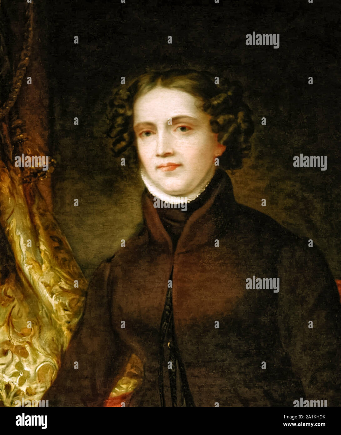 Anne Lister (1791-1840) English landowner from Halifax, West Yorkshire who kept extensive diaries chronicling her life.  Including her lesbian relationships which she wrote in code combining algebra and Ancient Greek and that were only cracked in the 1930s. Photograph of oil painting by Joshua Horner (1812-1881). Stock Photo