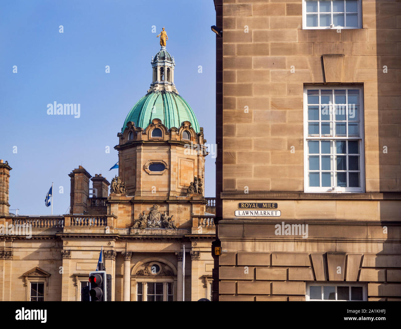 Bank of Scotland headquarters on The Mound viewed from The Royal Mile in Edinburgh Scotland Stock Photo