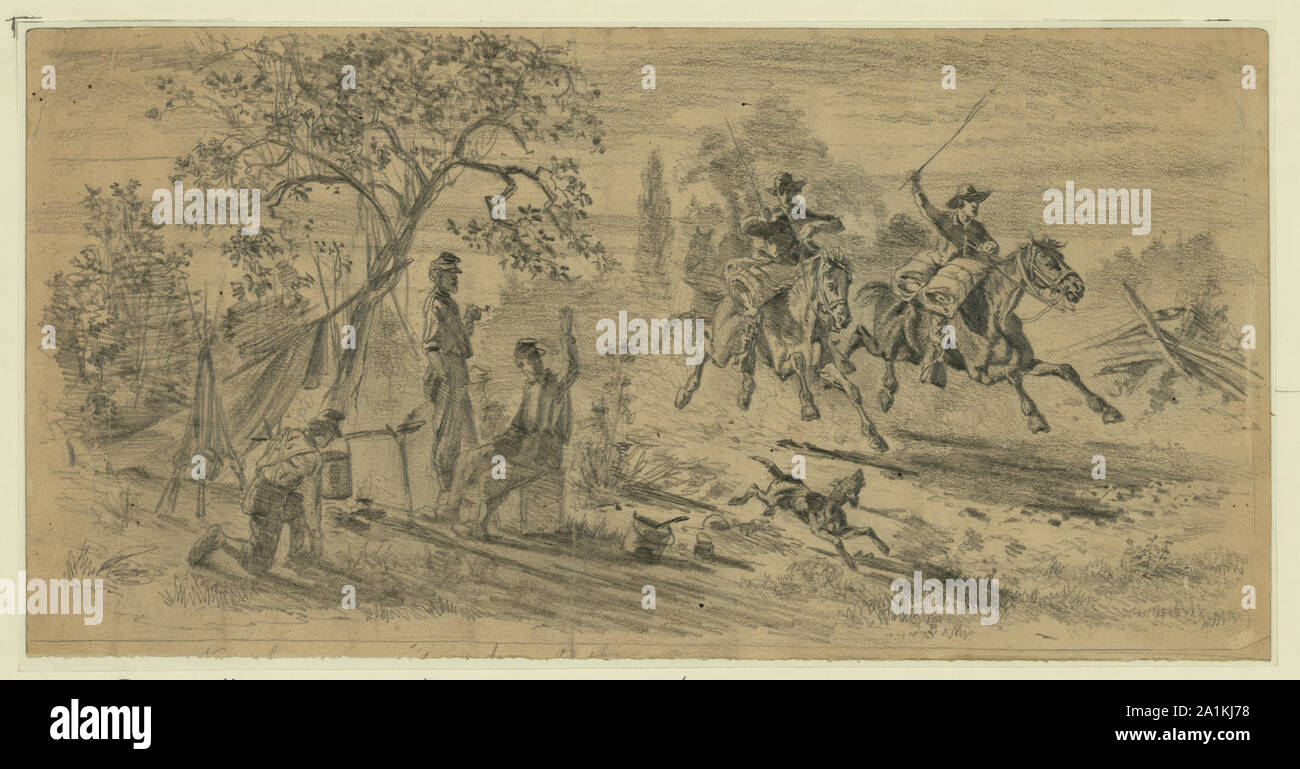 Newsboys passing the picket post on way to camp Stock Photo Alamy