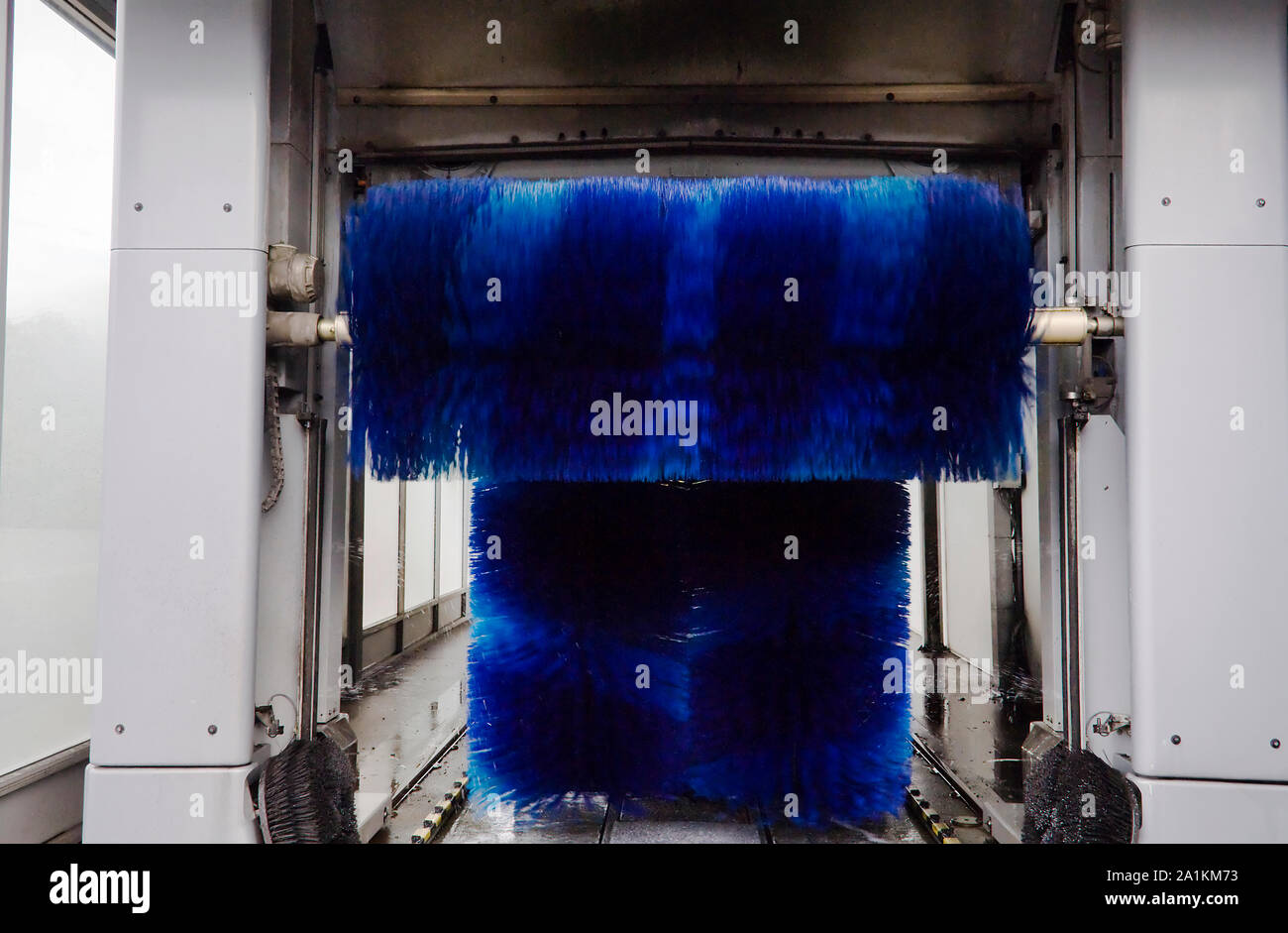 The brushes in use at an automatic car wash Stock Photo Alamy