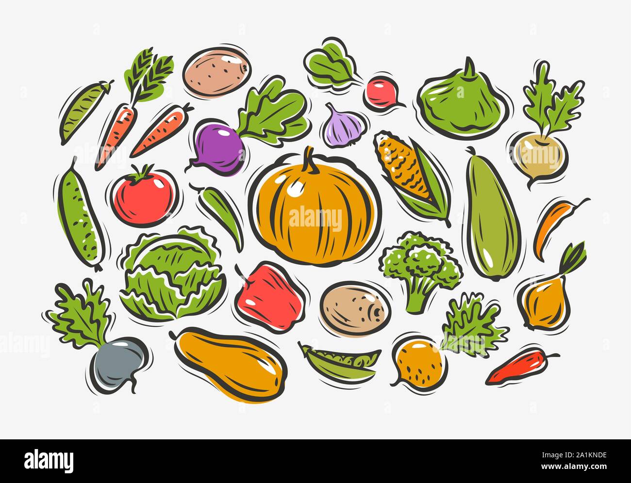 Vegetables set. Farming, horticulture concept. Vector illustration Stock Vector