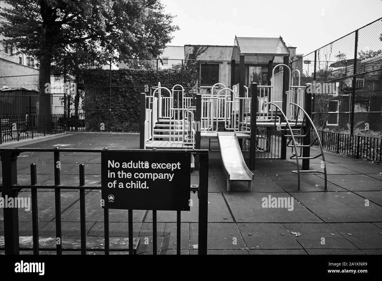 Playground at Andrews Grove or Shady Park in Long Island City Stock