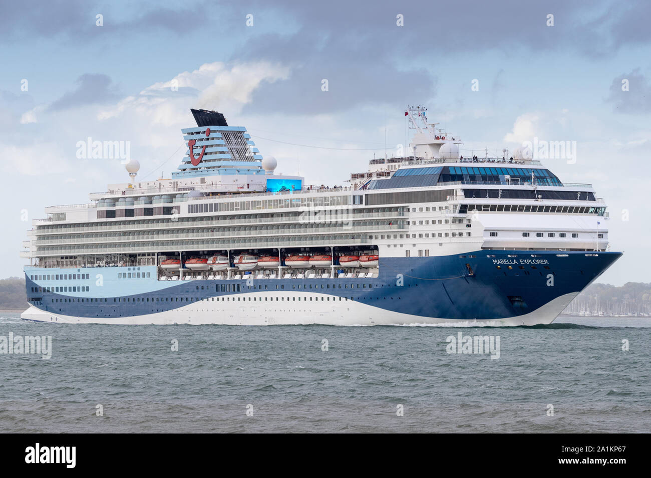 Tui Cruise Ship Marella Explorer pictured leaving Southampton, UK Stock Photo