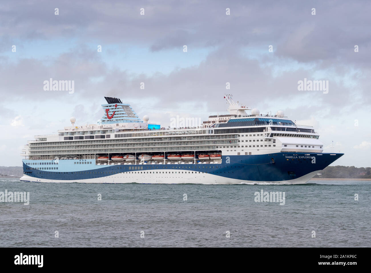Tui Cruise Ship Marella Explorer pictured leaving Southampton, UK Stock