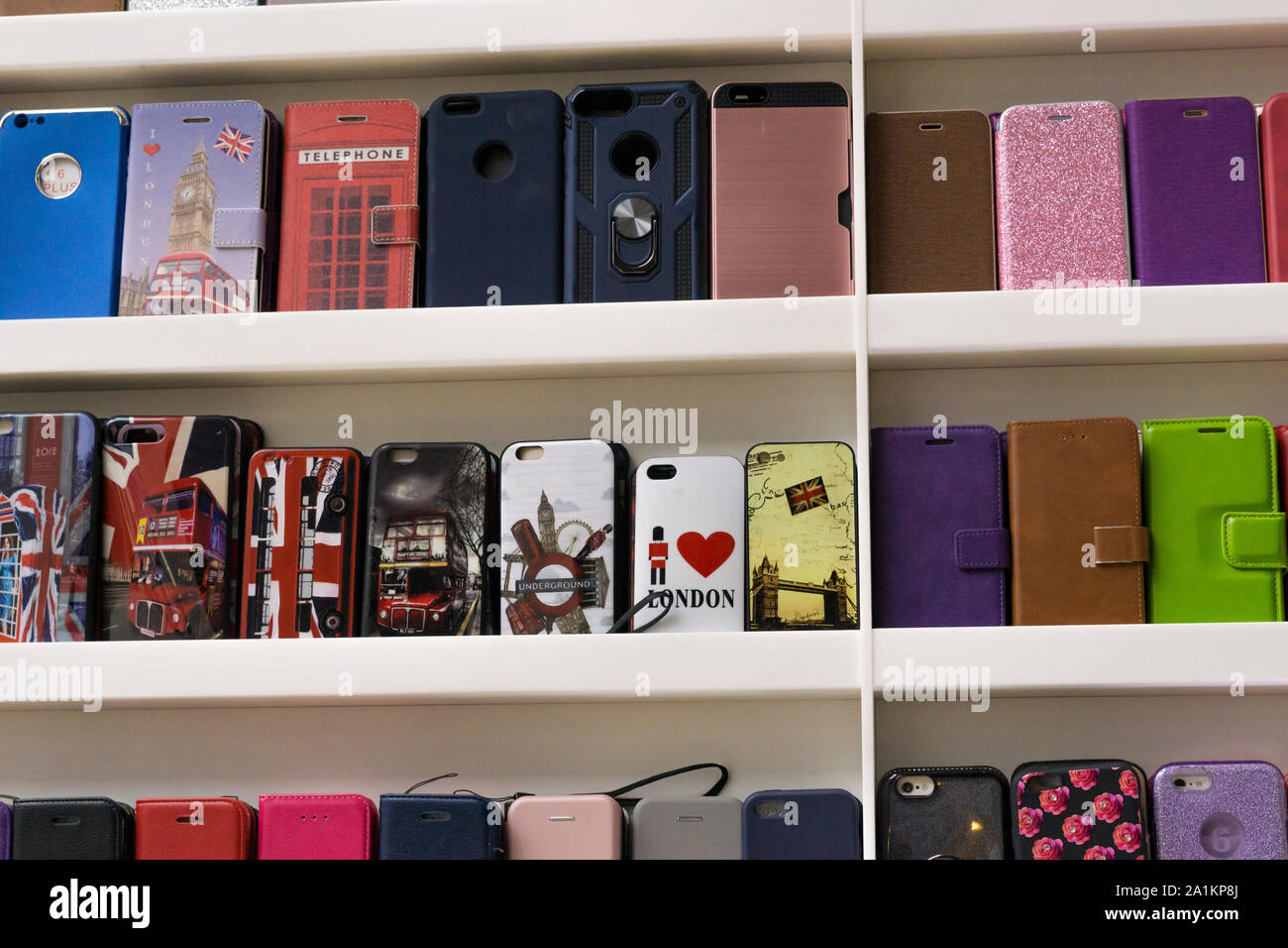 Display of mobile phone cases Stock Photo