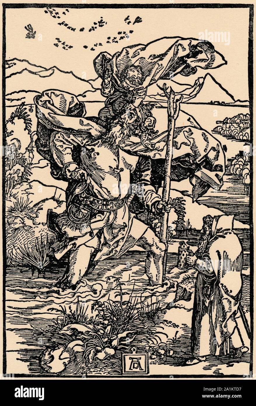 Albrecht Duerer, der heilige Christophorus, Holzschnitt, Woodcut, St. Christopher, Albrecht Dürer Stock Photo