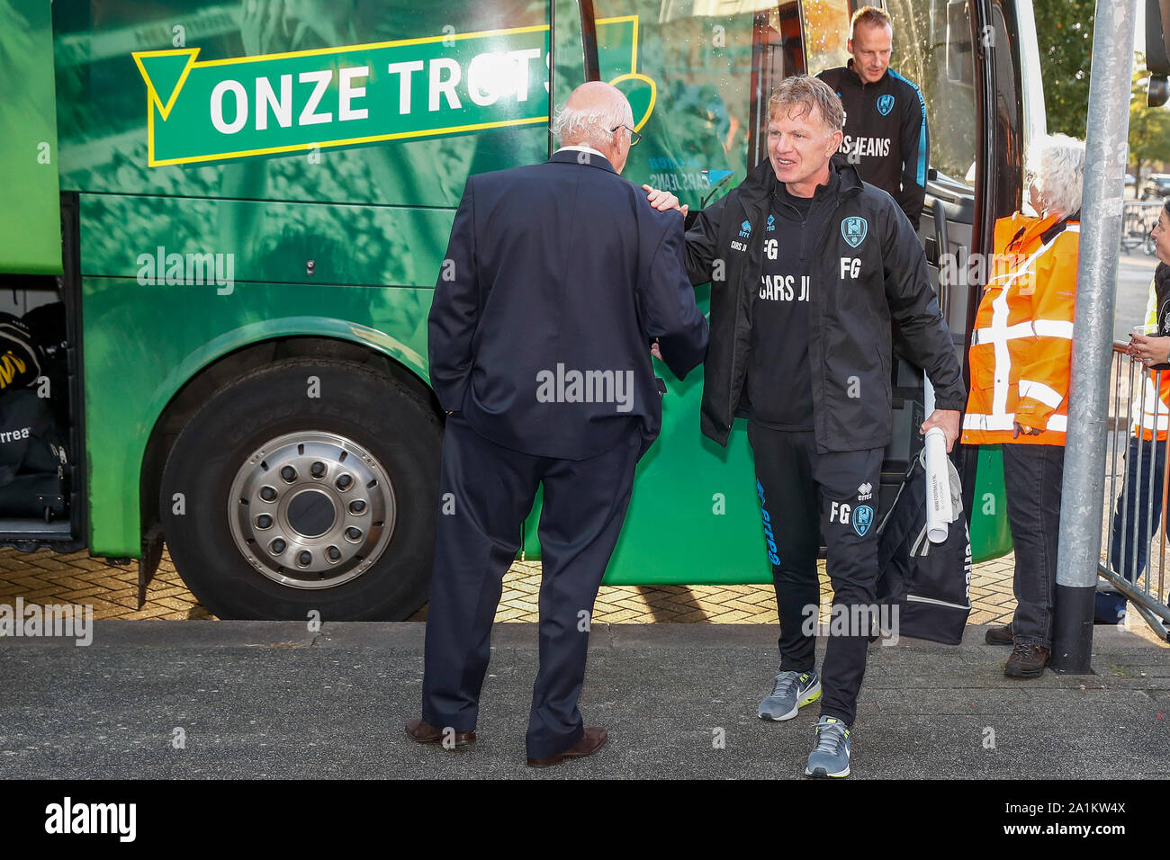 Emmen 27 09 2019 Stadium De Oude Meerdijk Season 2019 2020 Dutch Eredivisie Ado Den Haag Coach Fons Groenendijk Arrive At The Stadium Of Fc Emmen Before The Match Emmen Vs Ado Stock Photo Alamy