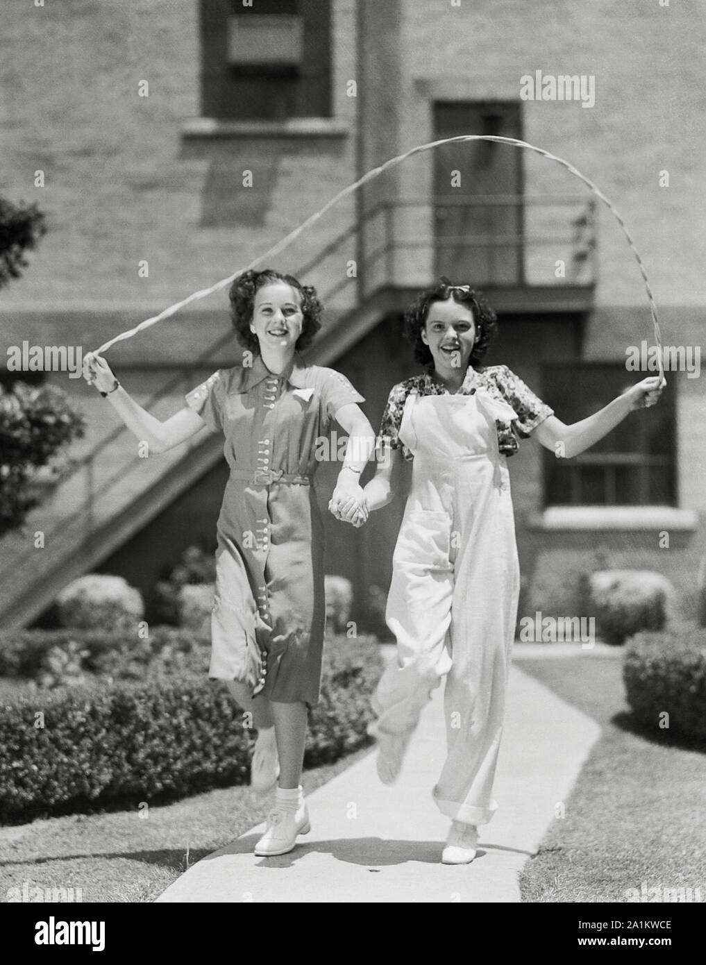 Deanna Durbin and Judy Garland, stars of 'Every Sunday' short musical (1936) MGM  File Reference # 33848-680THA Stock Photo