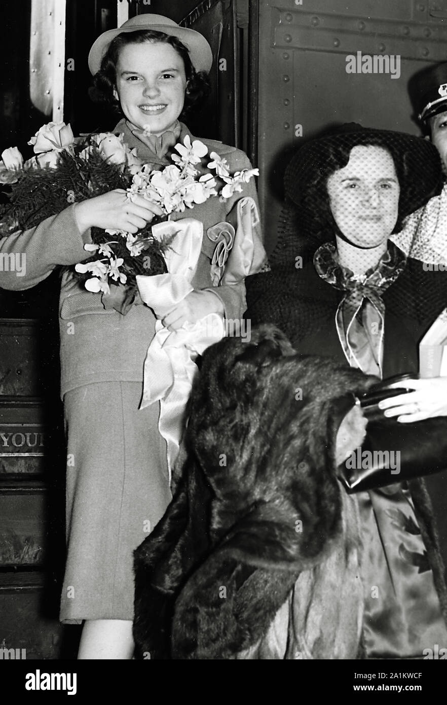 14 year old Judy Garland with her mother, Ethel Marion Milne, during a