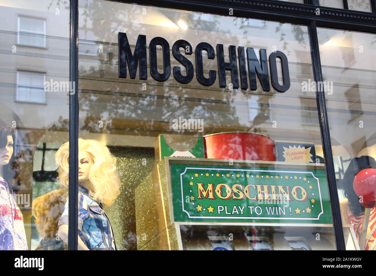 September 26, 2019, London, United Kingdom: Moschino store in the Luxury  Fashion and Jewellery shopping area on London's New Bond Street. (Credit  Image: © Keith Mayhew/SOPA Images via ZUMA Wire Stock Photo - Alamy