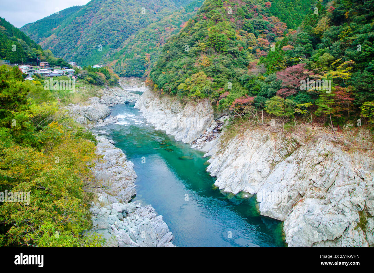 Yoshino river,Oboke Gorges, Tokushima, shikoku, Japan. Stock Photo