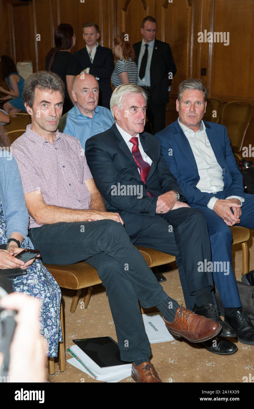 Cross Party leaders and MP’s sign the Church House Declaration, in an attempt to stop the shutting of Parliament, and to stop a no deal Brexit going through. Church House, London. 27.08.19 Featuring: John McDonnell Where: London, United Kingdom When: 27 Aug 2019 Credit: WENN.com Stock Photo