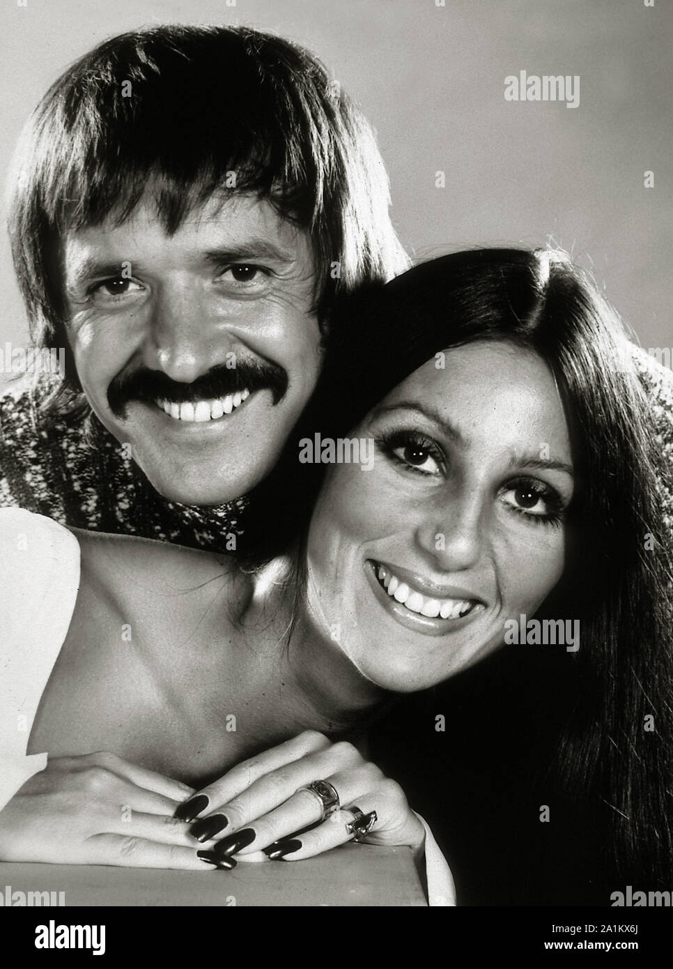 Sonny Bono and Cher Bono, 'The Sonny & Cher Comedy Hour' circa 1974 CBS  File Reference # 33848-757THA Stock Photo