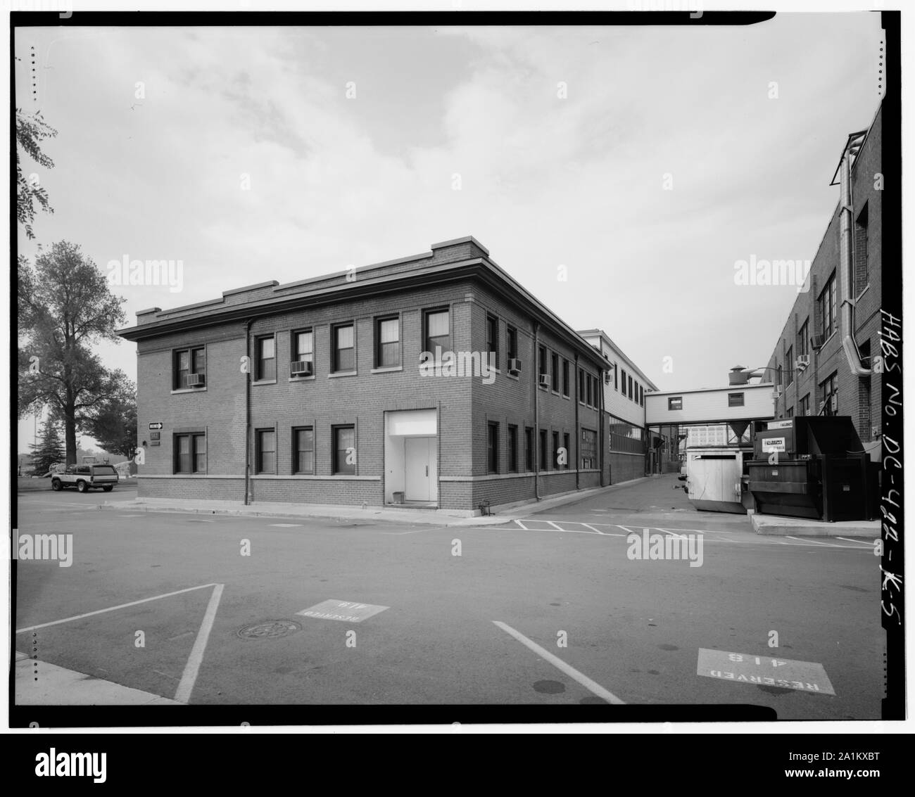 North and east elevations, looking southwest - Navy Yard, Building No. 142,; North and east elevations, looking southwest - Navy Yard, Building No. 142, Intersection of Sicard Street & Patterson Avenue, Washington, District of Columbia, DC; Stock Photo