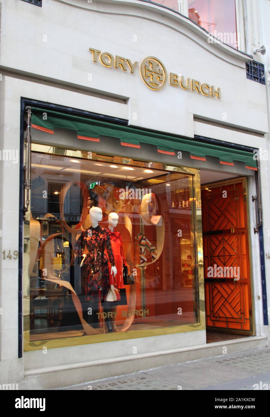 September 26, 2019, London, United Kingdom: Tory Burch store in the Luxury  Fashion and Jewellery shopping area on London's New Bond Street. (Credit  Image: © Keith Mayhew/SOPA Images via ZUMA Wire Stock